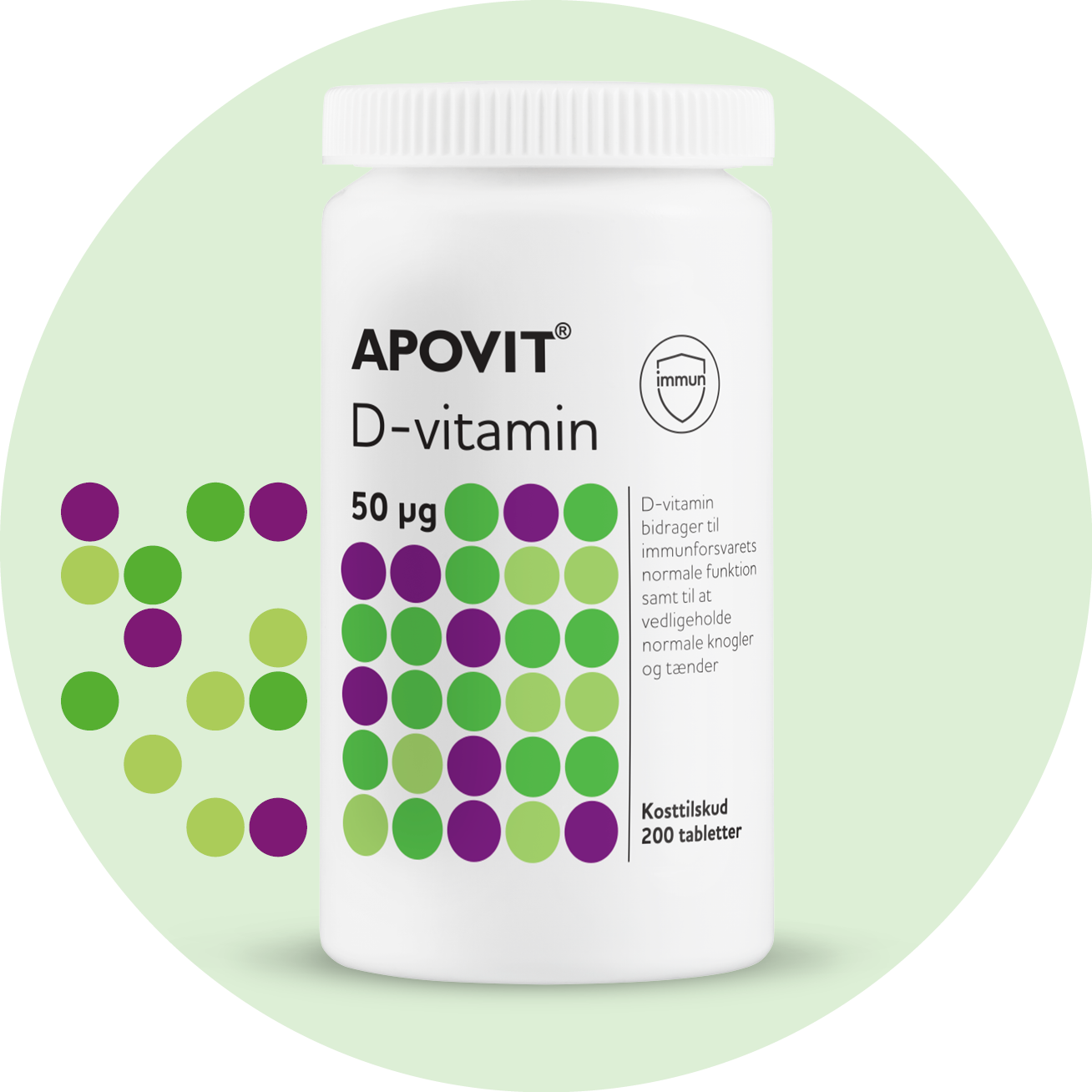 D-vitamin 50 µg, 200 tabletter